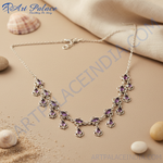 Load image into Gallery viewer, 925 Silver Amethyst Necklace for Women | Teardrop Gemstone Jewelry