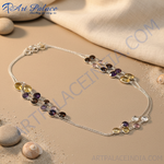 Load image into Gallery viewer, 925 Silver Gemstone Station Necklace for Women | Daily Wear