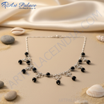 Load image into Gallery viewer, 925 Silver Onyx Bead Necklace | Women's Elegant Jewelry