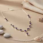 Load image into Gallery viewer, 925 Silver Amethyst Necklace for Women | Teardrop Gemstone Jewelry