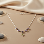 Load image into Gallery viewer, 925 Silver Amethyst & Peridot Necklace for Women | Gemstone Jewelry