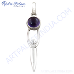 Load image into Gallery viewer, Sterling silver pendant with amethyst gemstone, featuring a goddess design, perfect for women's jewelry.