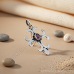 Load image into Gallery viewer, 925 Silver Amethyst Cross Pendant for Women | Gemstone Jewelry