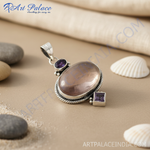 Load image into Gallery viewer, Colgante de cuarzo ahumado en plata 925 para mujer | Joyería con piedras preciosas