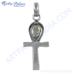 Load image into Gallery viewer, 925 silver ankh pendant with moonstone center, a silver necklace.
