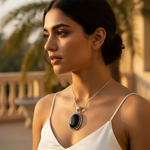 Load image into Gallery viewer, 925 Silver Black Onyx Pendant for Women | Gemstone Jewelry