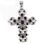 Load image into Gallery viewer, 925 Silver Garnet Cross Pendant Necklace | Women's Religious Jewelry