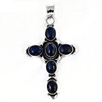 Load image into Gallery viewer, 925 Silver Lapis Lazuli Cross Pendant | Gemstone Jewelry for Women
