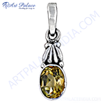 Load image into Gallery viewer, 925 sterling silver citrine pendant with an oval-cut yellow gemstone. Elegant and beautiful jewelry.