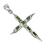 Load image into Gallery viewer, 925 Silver Peridot Cross Pendant for Women | Gemstone Jewelry