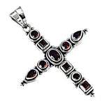Load image into Gallery viewer, 925 Silver Garnet Cross Pendant Necklace for Women