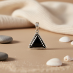 将图像加载到图库查看器中, 925 Silver Onyx Triangle Pendant Necklace | Women's Jewelry Gift