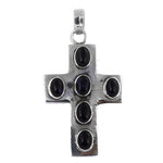 Load image into Gallery viewer, Silver Cross Pendant with Black Onyx Stones for Men & Women