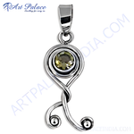 Load image into Gallery viewer, 925 sterling silver citrine pendant with a round, yellow gemstone. A stylish, unique charm.