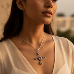 Load image into Gallery viewer, 925 Silver Amethyst Cross Pendant for Women | Gemstone Jewelry