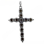 Load image into Gallery viewer, 925 Sterling Silver Cross Pendant with Smokey Quartz | Women's Jewelry