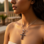 Load image into Gallery viewer, 925 Silver Garnet Cross Pendant Necklace for Women | Gift Jewelry