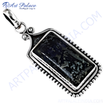 Load image into Gallery viewer, 925 sterling silver pendant necklace with a rectangular blue stone setting, perfect for women