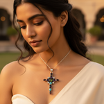 Load image into Gallery viewer, 925 Sterling Silver Gemstone Cross Pendant | Women's Necklace
