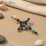 Load image into Gallery viewer, 925 Sterling Silver Gemstone Cross Pendant | Women's Necklace