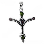 Load image into Gallery viewer, 925 Silver Cross Pendant with Gemstones for Women