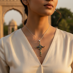 Load image into Gallery viewer, 925 Silver Cross Pendant with Gemstones for Women | Gift