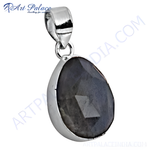 Load image into Gallery viewer, 925 sterling silver pear-cut blue sapphire pendant necklace for women