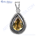 Load image into Gallery viewer, 925 silver teardrop pendant with a yellow citrine gemstone. A beautiful gemstone jewelry for women.