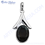 Load image into Gallery viewer, 925 sterling silver pendant with a large black onyx gemstone in an oval shape.