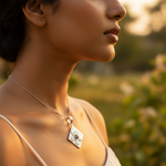 将图像加载到图库查看器中, 925 Silver Hammered Pendant with Garnet Stone | Women's Jewelry