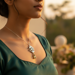 将图像加载到图库查看器中, 925 Silver Om Pendant with Peridot Gemstone | Spiritual Jewelry