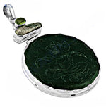 Load image into Gallery viewer, 925 Silver Jade Pendant Necklace | Carved Floral Jewelry