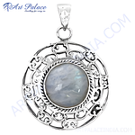 Load image into Gallery viewer, 925 sterling silver moonstone pendant necklace with intricate filigree design.