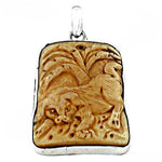 Load image into Gallery viewer, Carved Bone Pendant | Animal Motif | Silver Trim