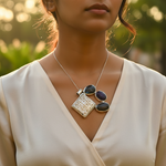 Load image into Gallery viewer, Silver Gemstone Pendant Set | Statement Jewelry for Women