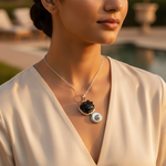 将图像加载到图库查看器中, 黑玛瑙玫瑰吊坠项链 | 纯银小盒