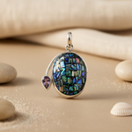 Load image into Gallery viewer, 925 Silver Abalone Shell Pendant with Amethyst Stone | Women's Jewelry