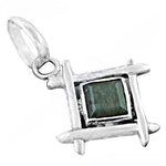 Load image into Gallery viewer, 925 Silver Square Pendant with Green Stone | Women's Jewelry Gift