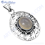 Load image into Gallery viewer, 925 sterling silver oval moonstone pendant with intricate detailing and unique design
