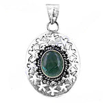 Load image into Gallery viewer, 925 Silver Green Gemstone Pendant Necklace for Women