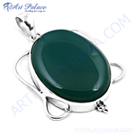 Load image into Gallery viewer, 925 sterling silver green onyx pendant necklace, showcasing a polished green gemstone.