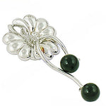 Load image into Gallery viewer, Silver Flower Brooch with Black Onyx Stones | Women's Jewelry
