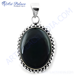 Load image into Gallery viewer, 925 sterling silver oval black onyx pendant necklace, gemstone jewelry.