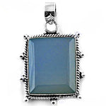 Load image into Gallery viewer, 925 Silver Blue Chalcedony Pendant | Women's Square Pendant