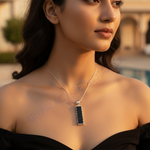 Load image into Gallery viewer, Silver Black Onyx Pendant for Women | Modern Geometric Jewelry