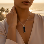 将图像加载到图库查看器中, Silver Black Onyx Pendant for Women | Modern Geometric Jewelry