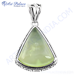 Load image into Gallery viewer, 925 sterling silver triangle pendant with pearlescent green gemstone
