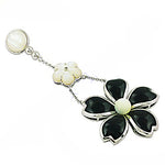 Load image into Gallery viewer, Silver Flower Pendant Necklace | Black & White Floral Jewelry