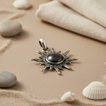 将图像加载到图库查看器中, 925 Silver Sunburst Pendant | Black Pearl Gemstone Jewelry