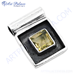 Load image into Gallery viewer, 925 sterling silver square pendant featuring a yellow citrine gemstone, perfect for women